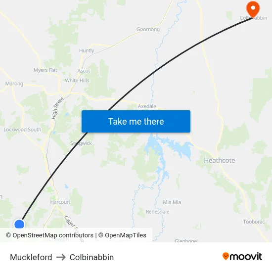 Muckleford to Colbinabbin map