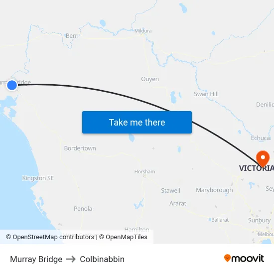 Murray Bridge to Colbinabbin map