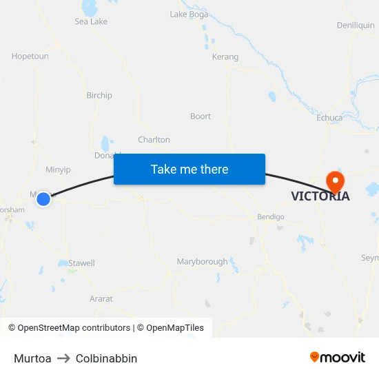 Murtoa to Colbinabbin map