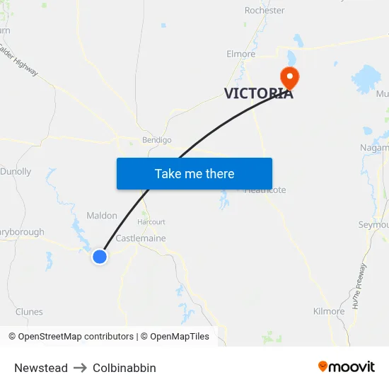 Newstead to Colbinabbin map