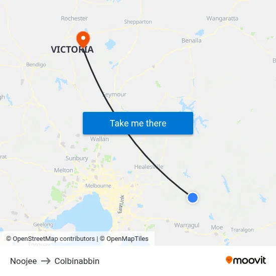 Noojee to Colbinabbin map