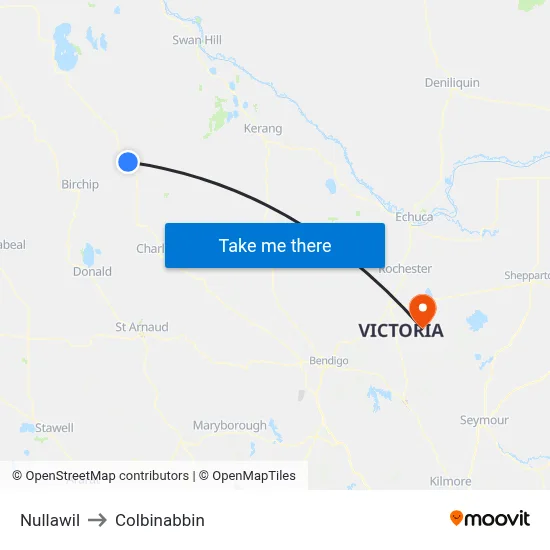 Nullawil to Colbinabbin map