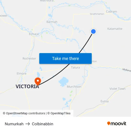 Numurkah to Colbinabbin map