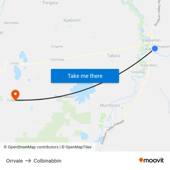 Orrvale to Colbinabbin map