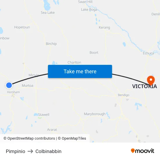 Pimpinio to Colbinabbin map