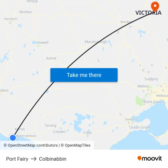 Port Fairy to Colbinabbin map