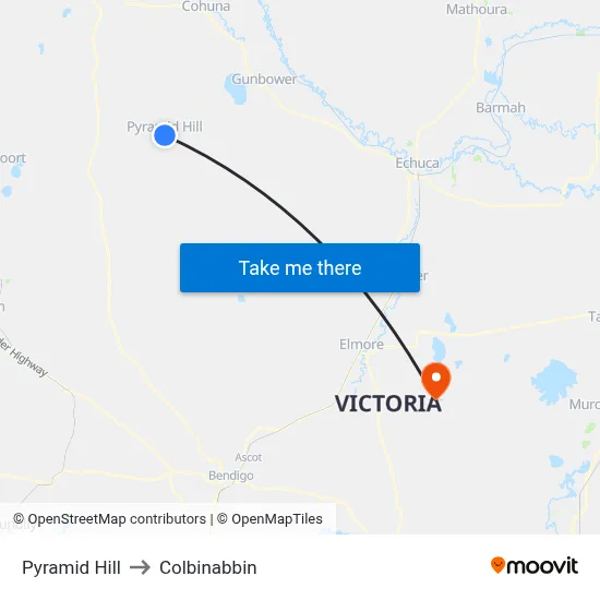 Pyramid Hill to Colbinabbin map