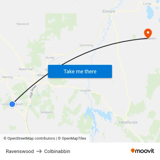 Ravenswood to Colbinabbin map