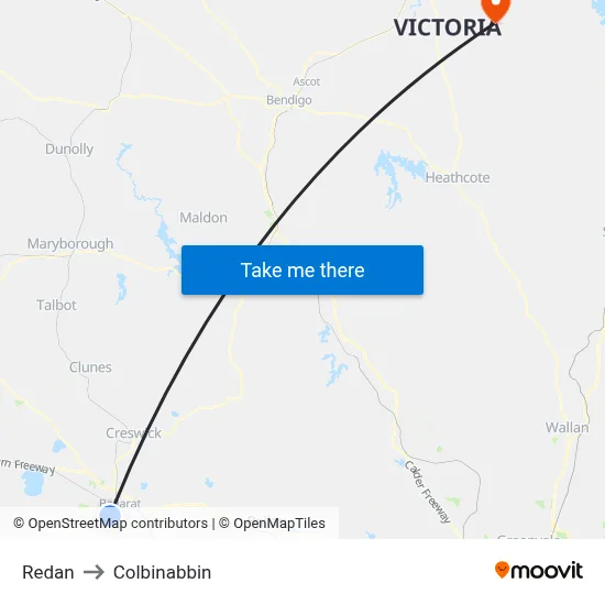 Redan to Colbinabbin map