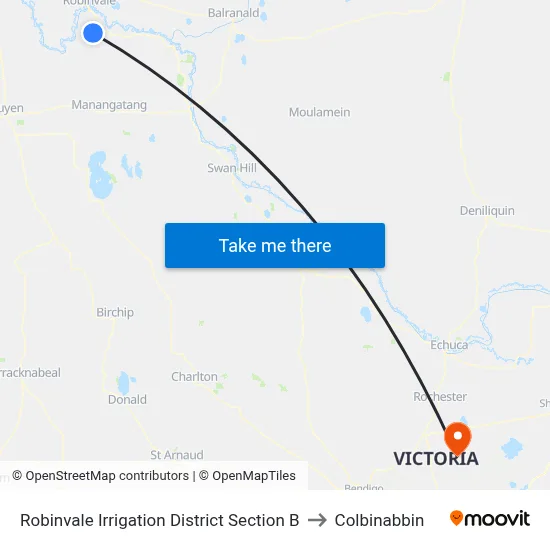 Robinvale Irrigation District Section B to Colbinabbin map