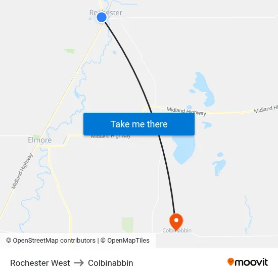 Rochester West to Colbinabbin map