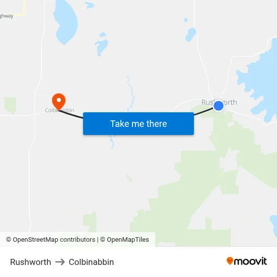 Rushworth to Colbinabbin map