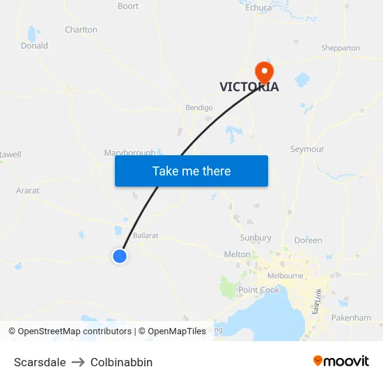 Scarsdale to Colbinabbin map