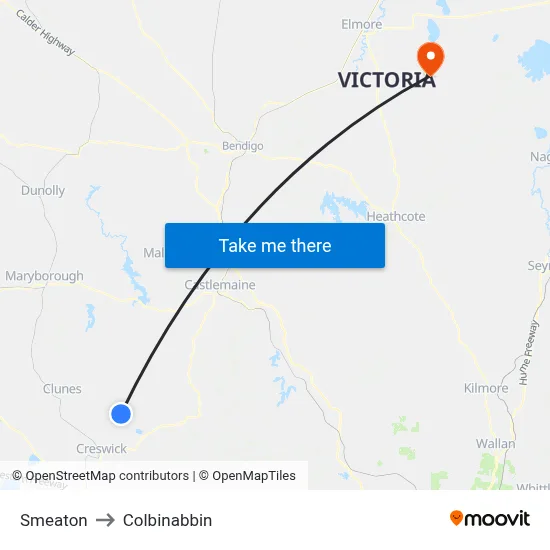 Smeaton to Colbinabbin map