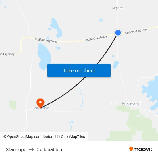 Stanhope to Colbinabbin map