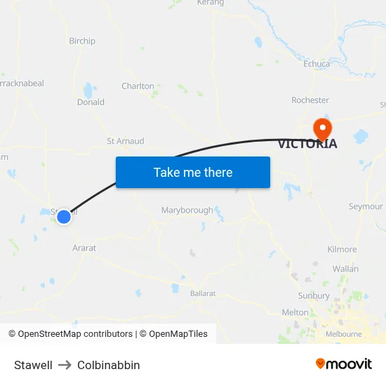 Stawell to Colbinabbin map