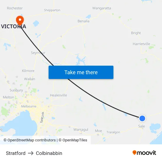 Stratford to Colbinabbin map