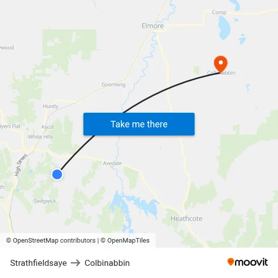 Strathfieldsaye to Colbinabbin map