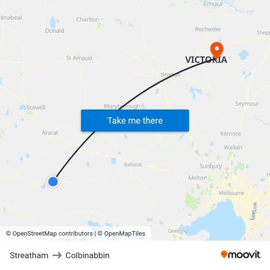Streatham to Colbinabbin map