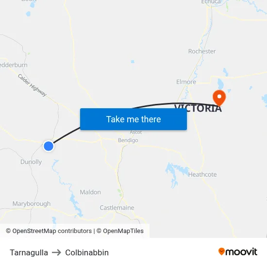 Tarnagulla to Colbinabbin map