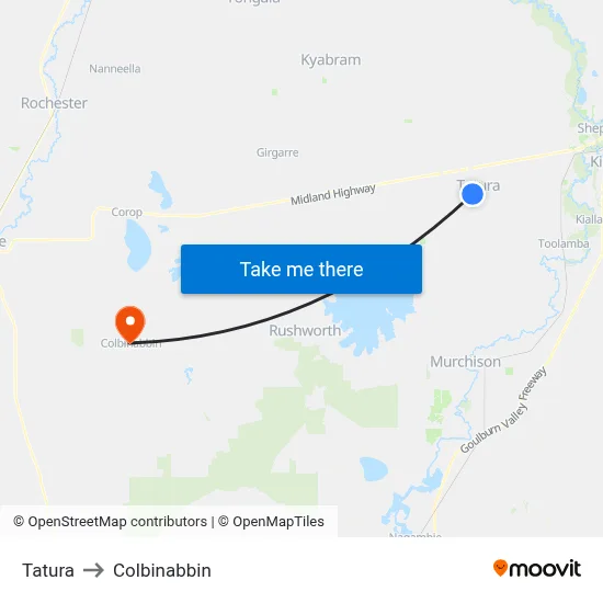Tatura to Colbinabbin map