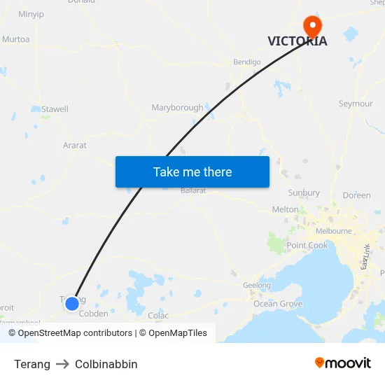 Terang to Colbinabbin map