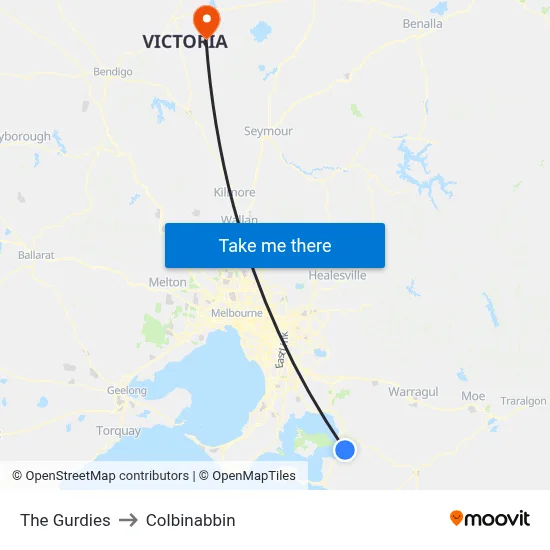 The Gurdies to Colbinabbin map