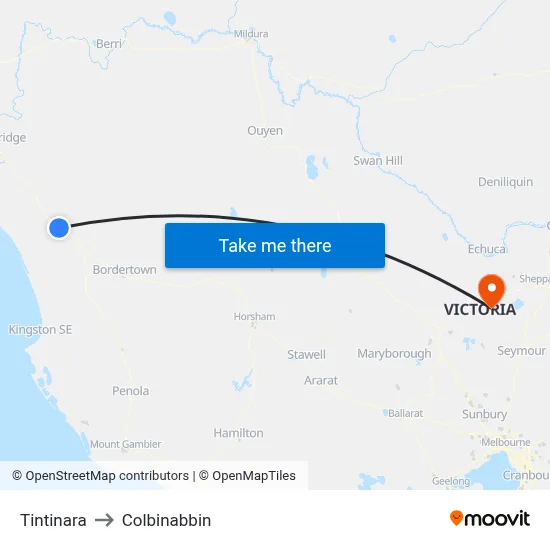 Tintinara to Colbinabbin map