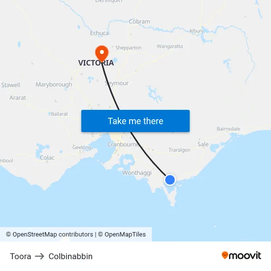 Toora to Colbinabbin map