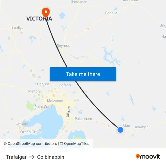 Trafalgar to Colbinabbin map