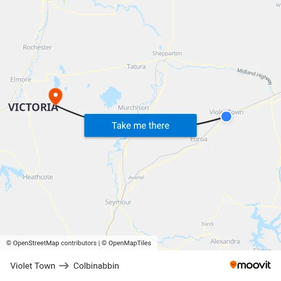 Violet Town to Colbinabbin map
