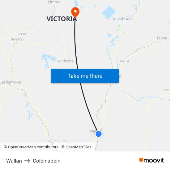 Wallan to Colbinabbin map