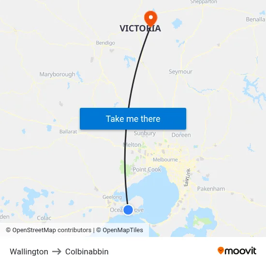 Wallington to Colbinabbin map