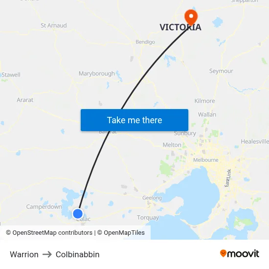 Warrion to Colbinabbin map