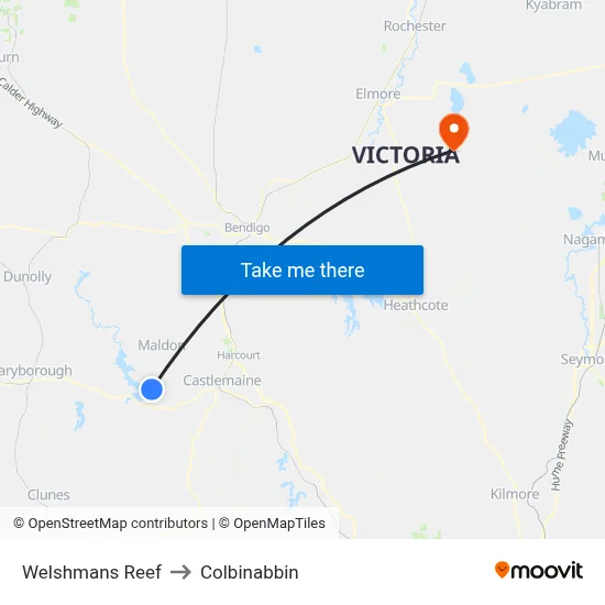 Welshmans Reef to Colbinabbin map
