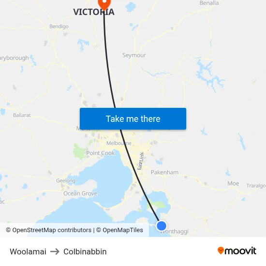 Woolamai to Colbinabbin map