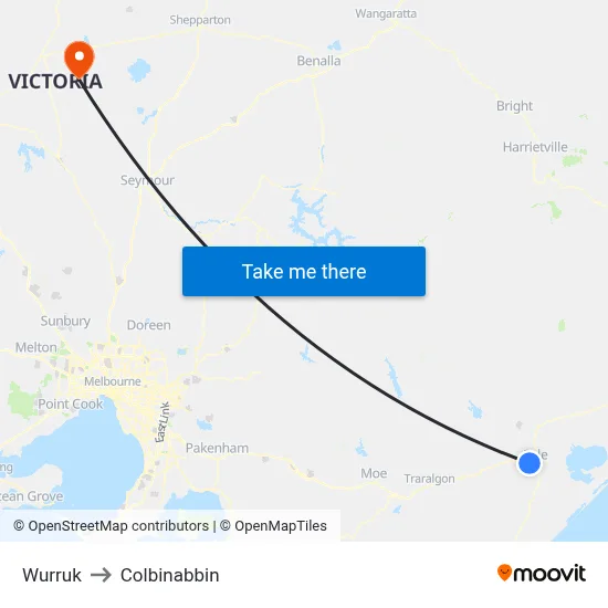 Wurruk to Colbinabbin map