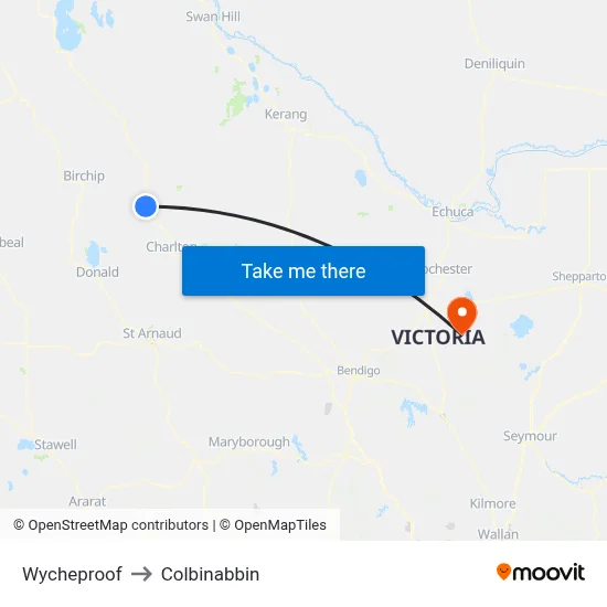 Wycheproof to Colbinabbin map