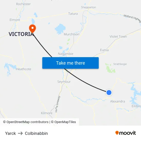 Yarck to Colbinabbin map