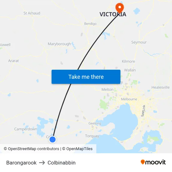 Barongarook to Colbinabbin map