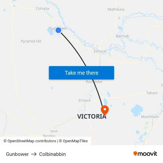 Gunbower to Colbinabbin map