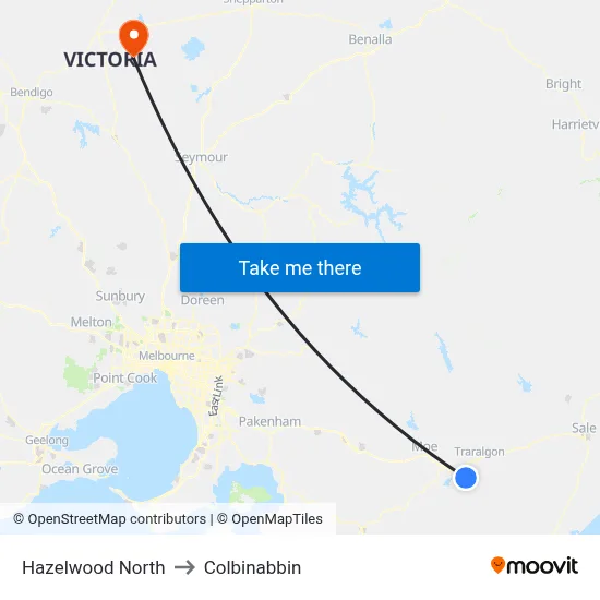 Hazelwood North to Colbinabbin map