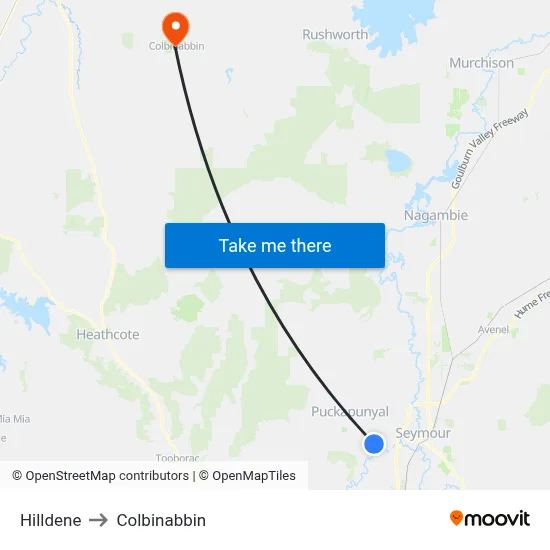 Hilldene to Colbinabbin map