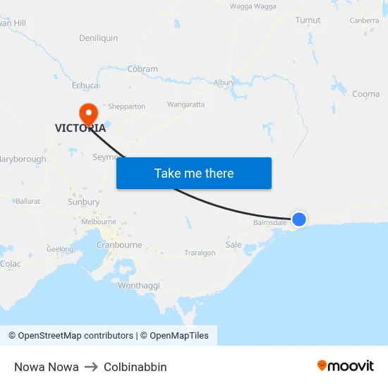 Nowa Nowa to Colbinabbin map