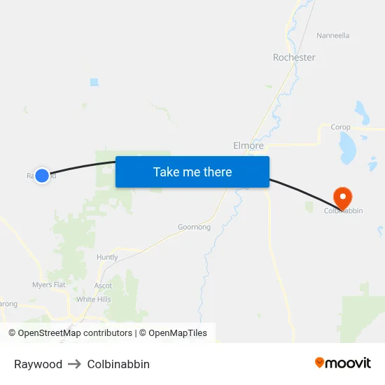 Raywood to Colbinabbin map