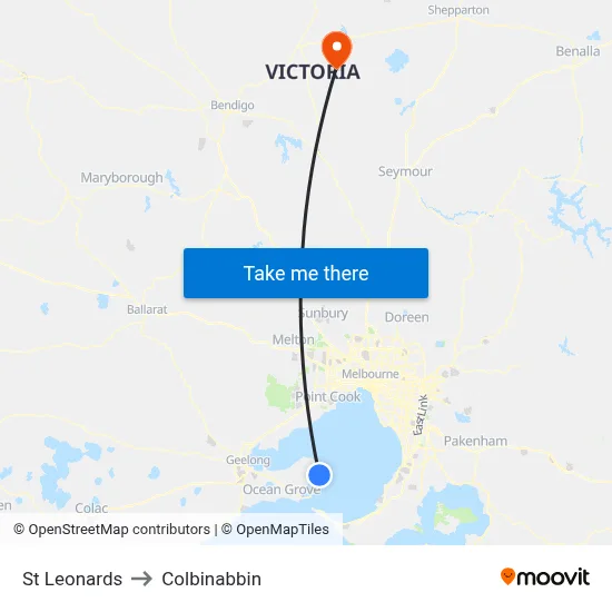 St Leonards to Colbinabbin map