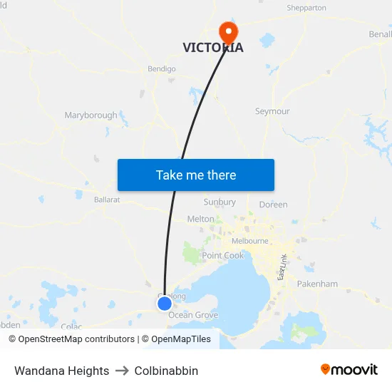 Wandana Heights to Colbinabbin map