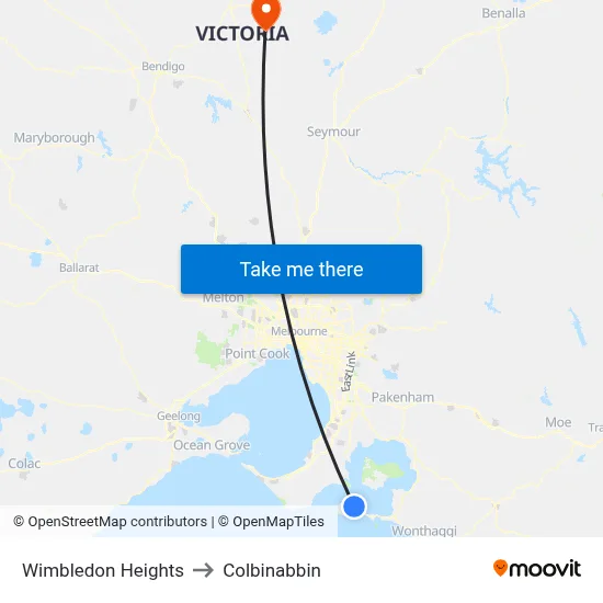 Wimbledon Heights to Colbinabbin map