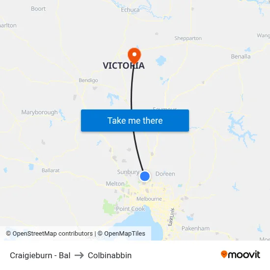 Craigieburn - Bal to Colbinabbin map