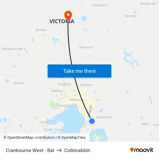 Cranbourne West - Bal to Colbinabbin map